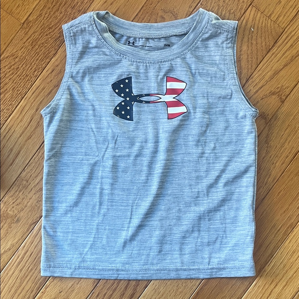 Under Armour Kids Gray Tank Top with Patriotic Logo